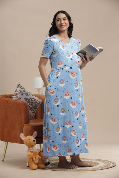 ZIPLESS MATERNITY WEAR | PUFF SLEEVE | SPUN COTTON| CELESTIA