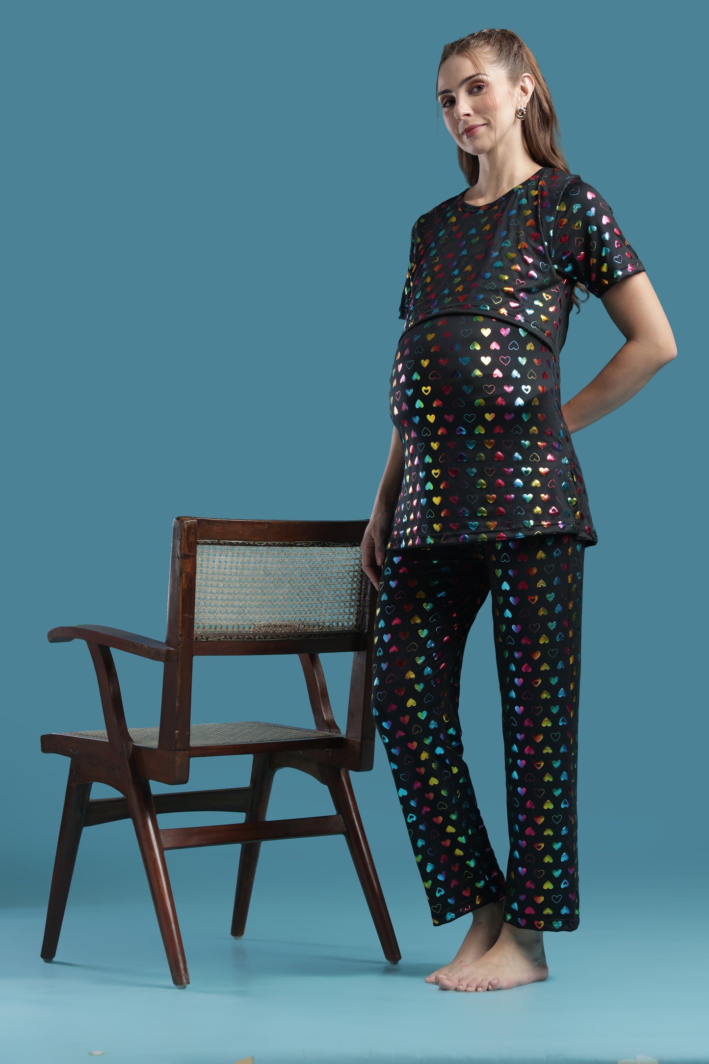 MATERNITY COORDS | ZIPLESS T-SHIRT WITH PANTS |SPUN |INTRODUCTORY PRICE |HEART SPRAKLE