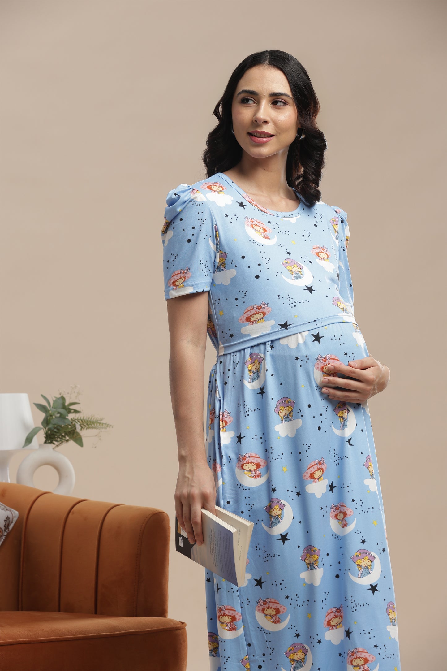 ZIPLESS MATERNITY WEAR | PUFF SLEEVE | SPUN COTTON| CELESTIA