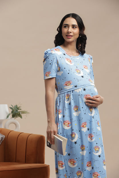 ZIPLESS MATERNITY WEAR | PUFF SLEEVE | SPUN COTTON| CELESTIA