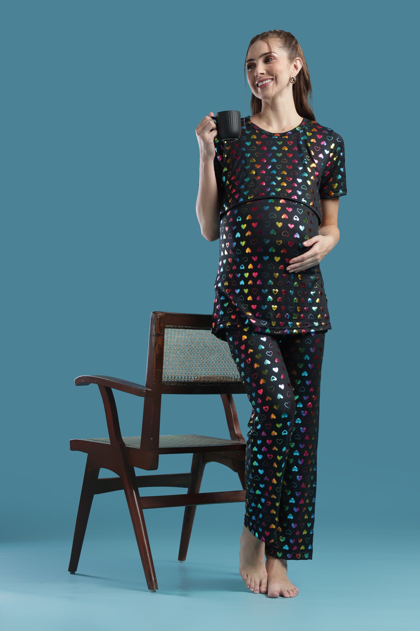 MATERNITY COORDS | ZIPLESS T-SHIRT WITH PANTS |SPUN |INTRODUCTORY PRICE |HEART SPRAKLE