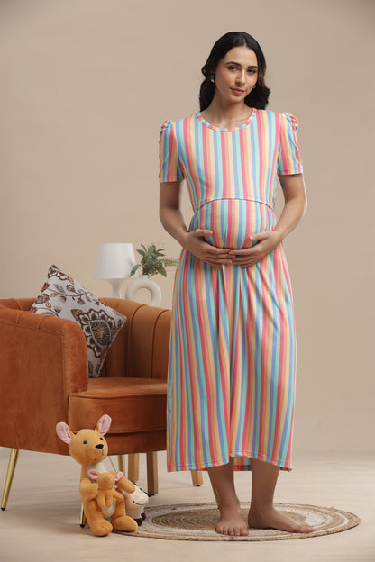 ZIPLESS MATERNITY WEAR | PUFF SLEEVE | SPUN COTTON| RAINBOWELLE