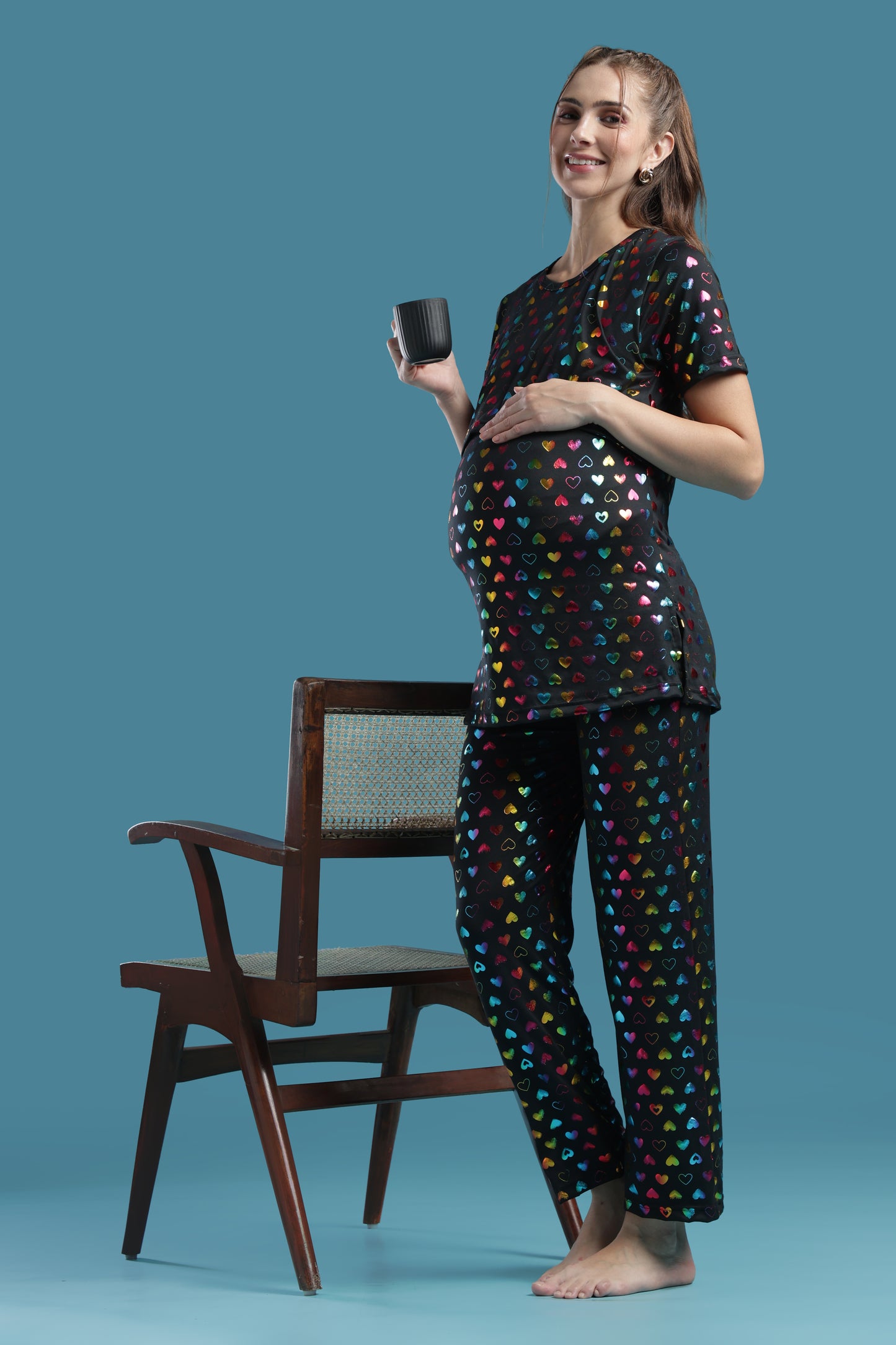 MATERNITY COORDS | ZIPLESS T-SHIRT WITH PANTS |SPUN |INTRODUCTORY PRICE |HEART SPRAKLE