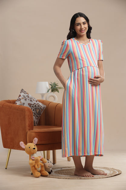 ZIPLESS MATERNITY WEAR | PUFF SLEEVE | SPUN COTTON| RAINBOWELLE