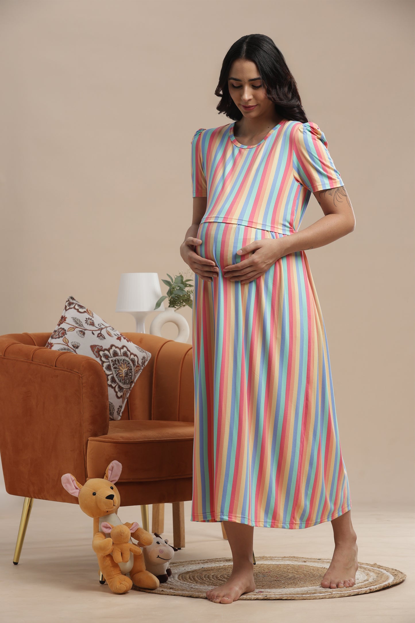 ZIPLESS MATERNITY WEAR | PUFF SLEEVE | SPUN COTTON| RAINBOWELLE