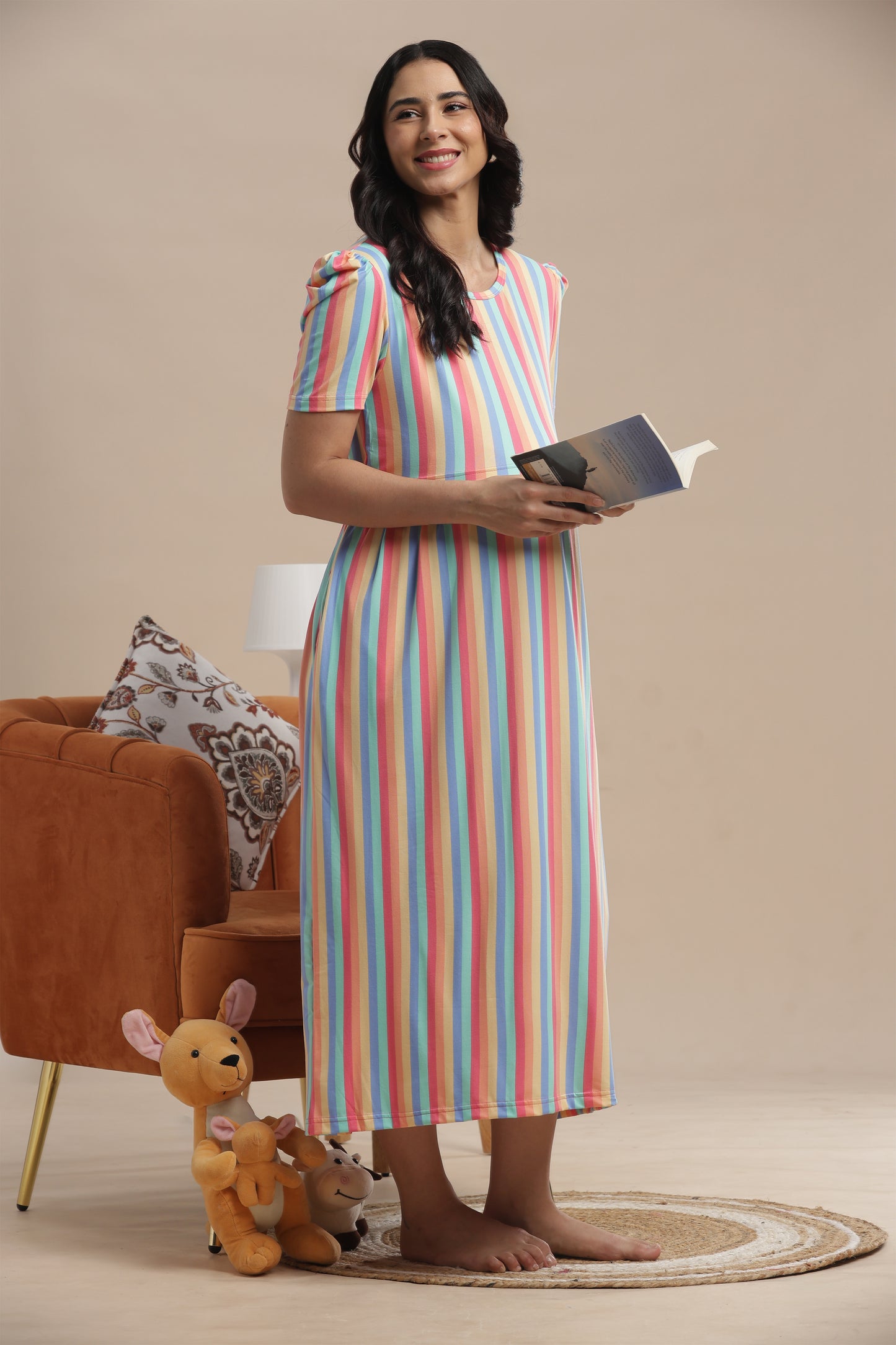ZIPLESS MATERNITY WEAR | PUFF SLEEVE | SPUN COTTON| RAINBOWELLE