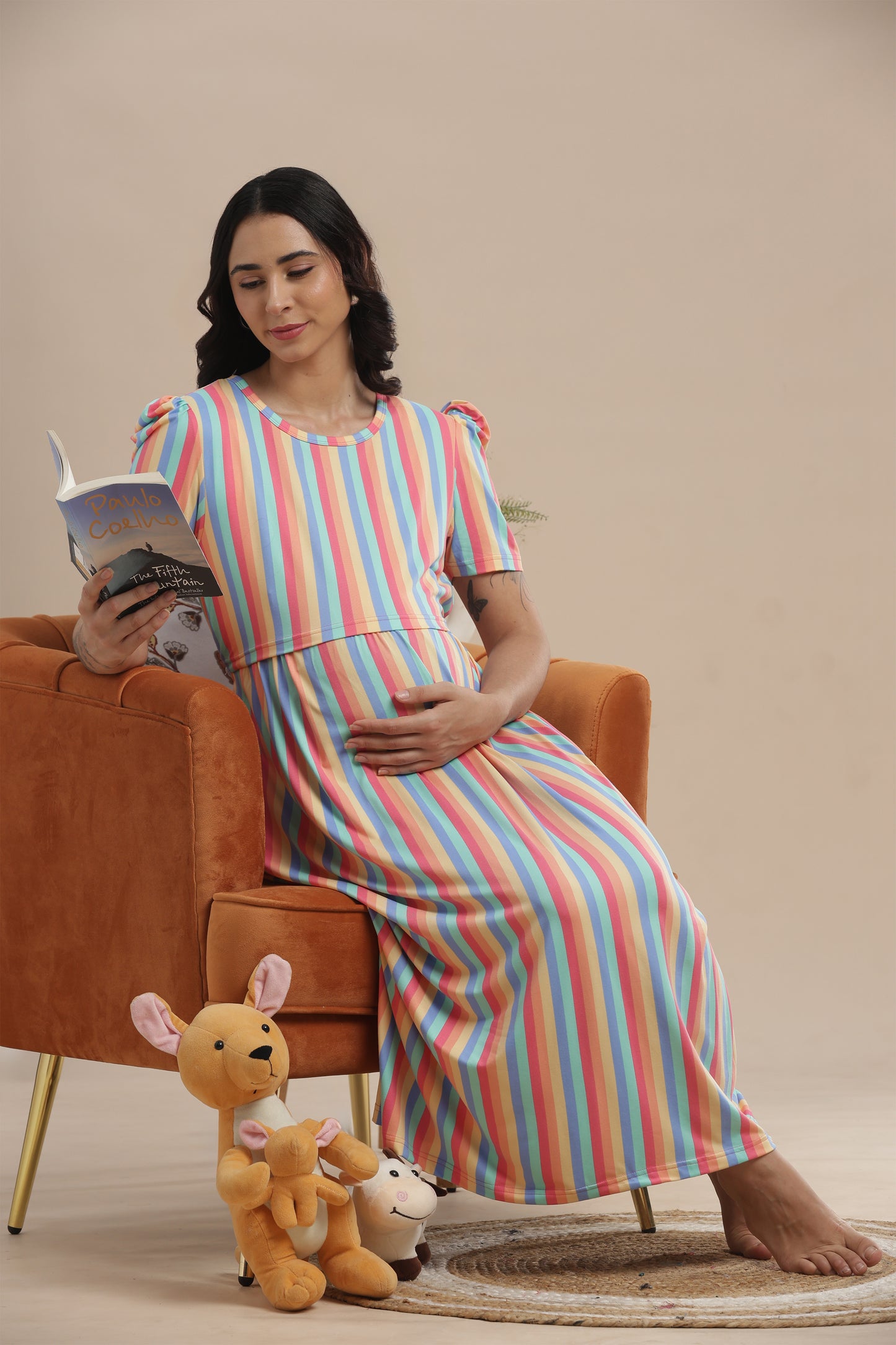 ZIPLESS MATERNITY WEAR | PUFF SLEEVE | SPUN COTTON| RAINBOWELLE