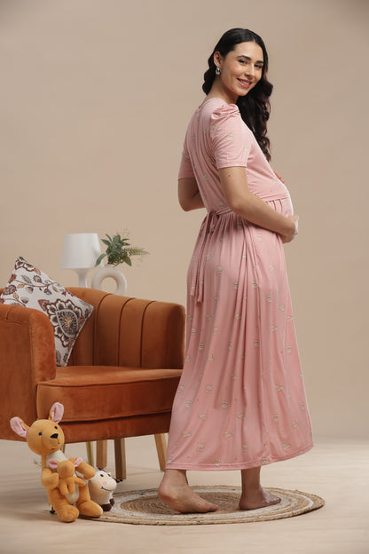 ZIPLESS MATERNITY WEAR | PUFF SLEEVE | SPUN COTTON| COZY BLUS
