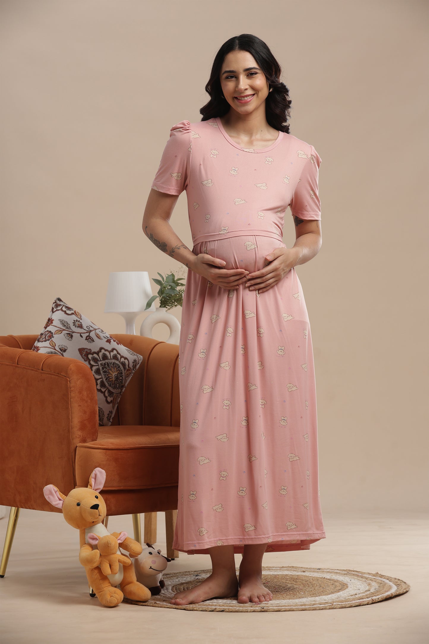 ZIPLESS MATERNITY WEAR | PUFF SLEEVE | SPUN COTTON| COZY BLUS