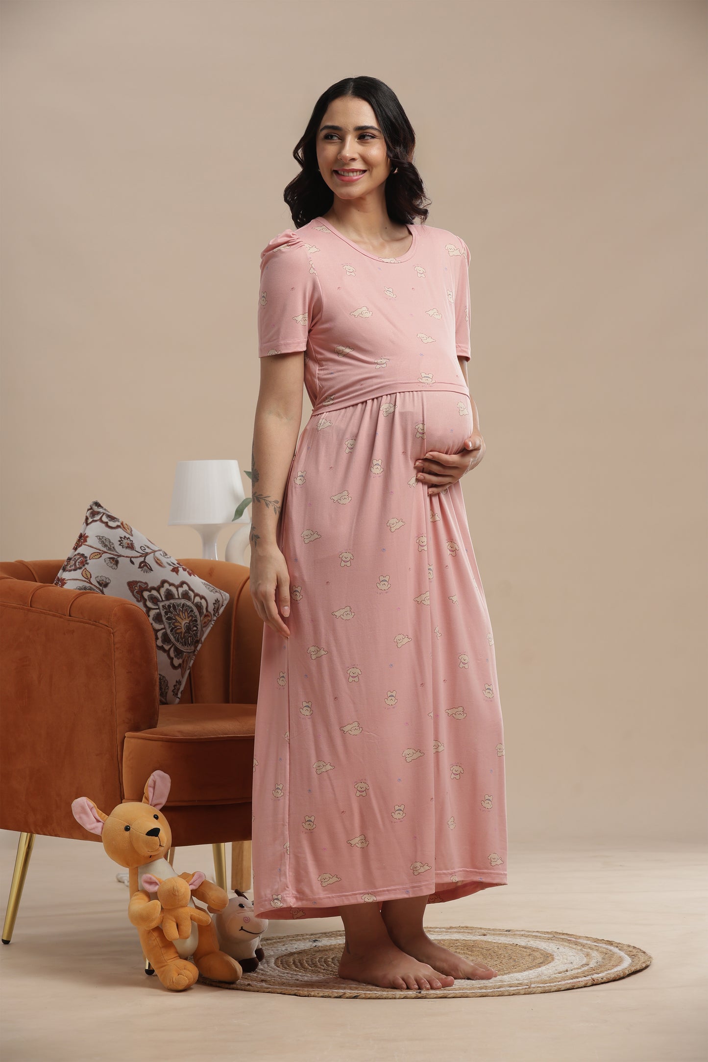 ZIPLESS MATERNITY WEAR | PUFF SLEEVE | SPUN COTTON| COZY BLUS