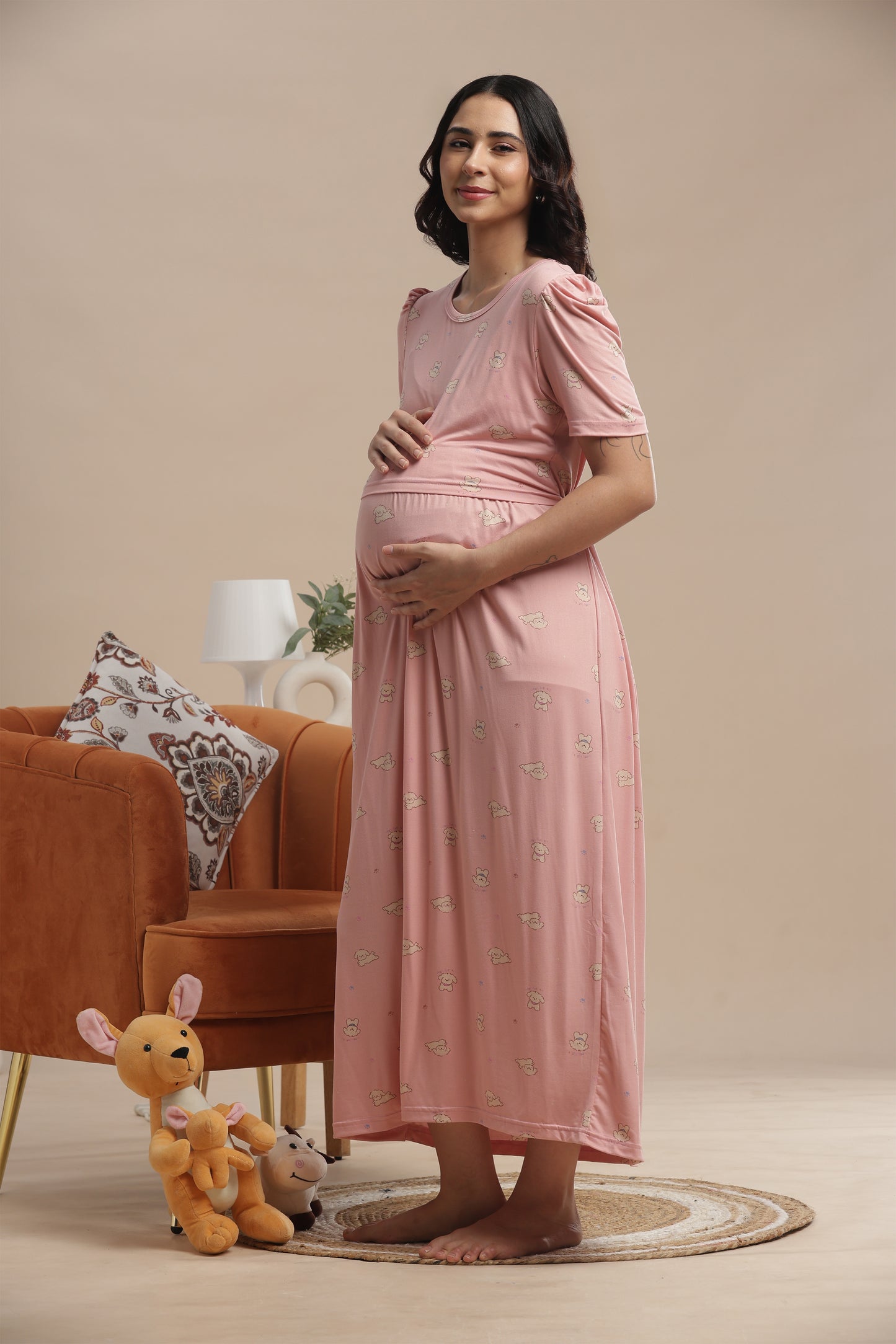 ZIPLESS MATERNITY WEAR | PUFF SLEEVE | SPUN COTTON| COZY BLUS
