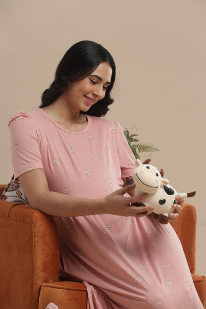 ZIPLESS MATERNITY WEAR | PUFF SLEEVE | SPUN COTTON| COZY BLUS