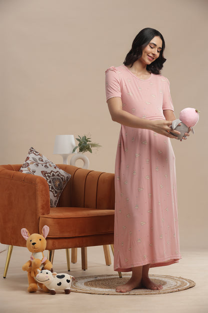 ZIPLESS MATERNITY WEAR | PUFF SLEEVE | SPUN COTTON| COZY BLUS