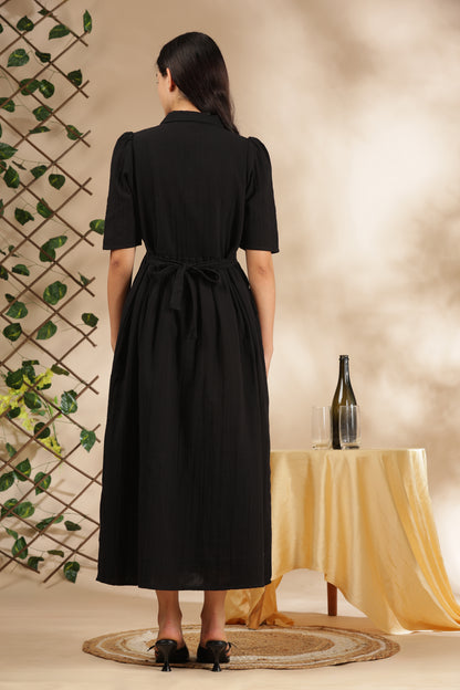 CLOUD SOFT ZIP & GO DRESS| MUSLIN | CENTER ZIP| ADJUSTABLE KNOT |FEEDING FRIENDLY| RAVEN