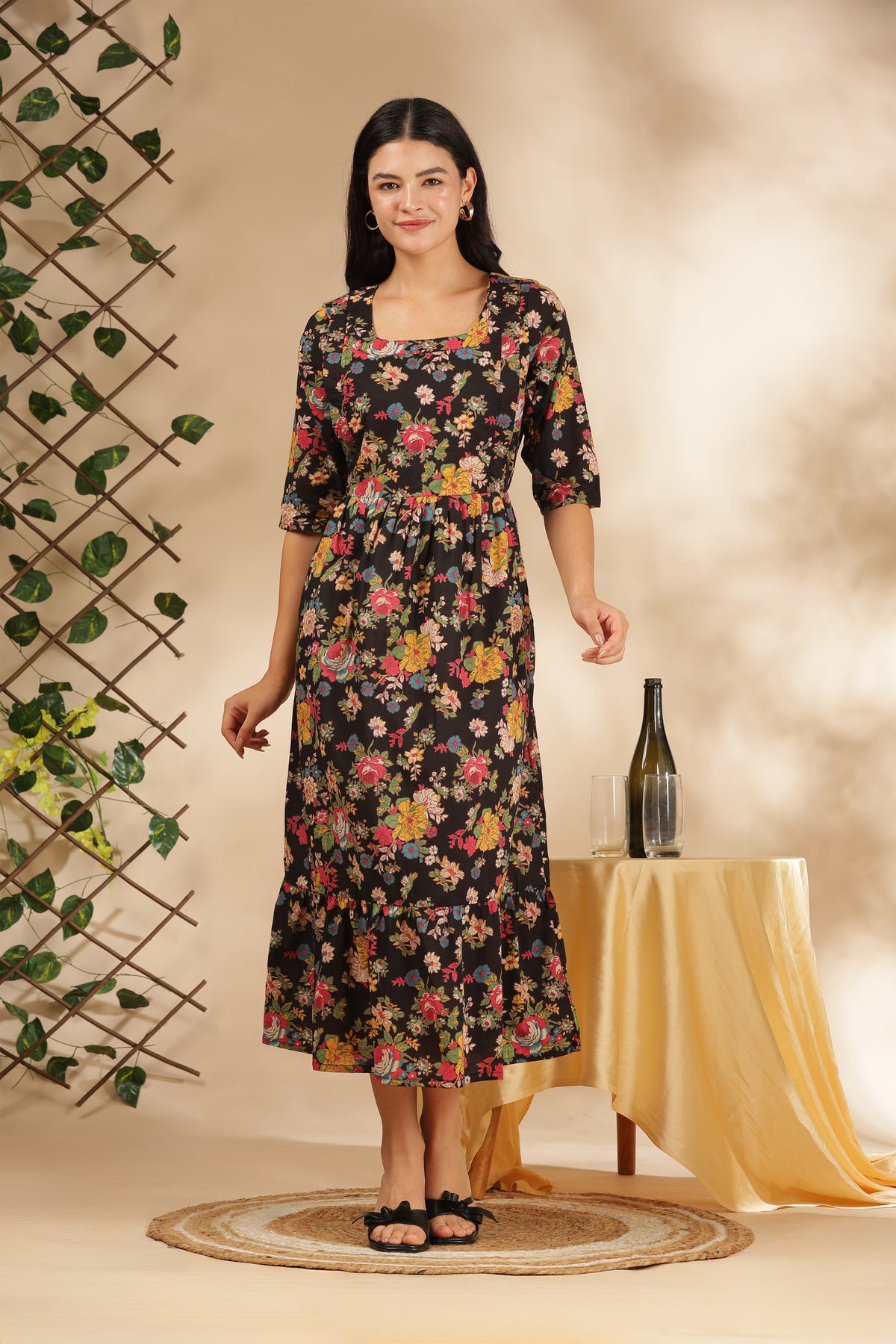 MATERNITY & BEYOND OUTDOORS | 100% COTTON | INVISIBLE SIDE ZIPS | ADJUSTABLE KNOT | DAHLIA