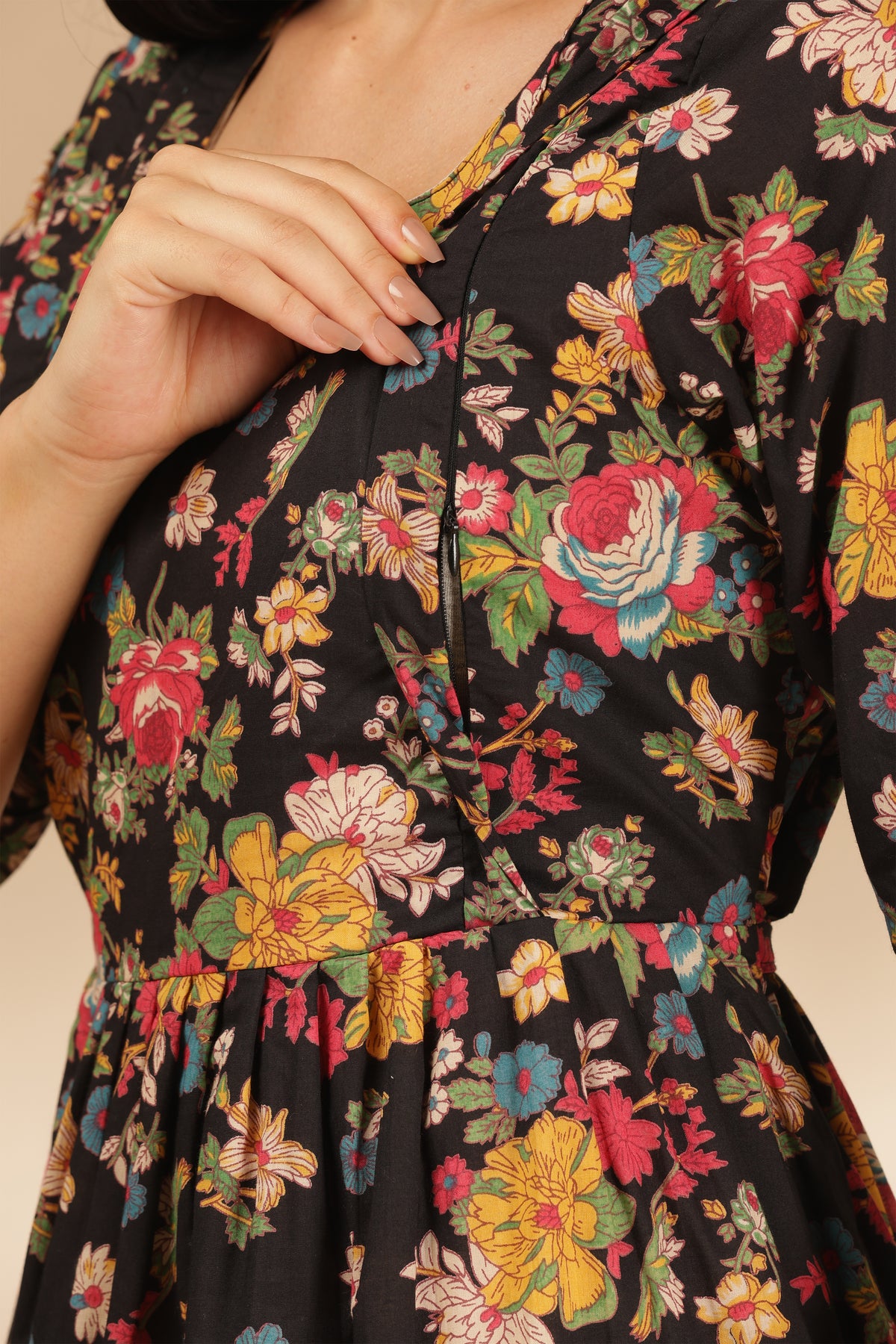 MATERNITY & BEYOND OUTDOORS | 100% COTTON | INVISIBLE SIDE ZIPS | ADJUSTABLE KNOT | DAHLIA