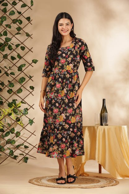 MATERNITY & BEYOND OUTDOORS | 100% COTTON | INVISIBLE SIDE ZIPS | ADJUSTABLE KNOT | DAHLIA