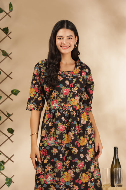 MATERNITY & BEYOND OUTDOORS | 100% COTTON | INVISIBLE SIDE ZIPS | ADJUSTABLE KNOT | DAHLIA