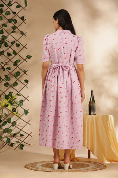 CLOUD SOFT ZIP & GO DRESS| MUSLIN | CENTER ZIP| ADJUSTABLE KNOT |FEEDING FRIENDLY| HEARTELLE