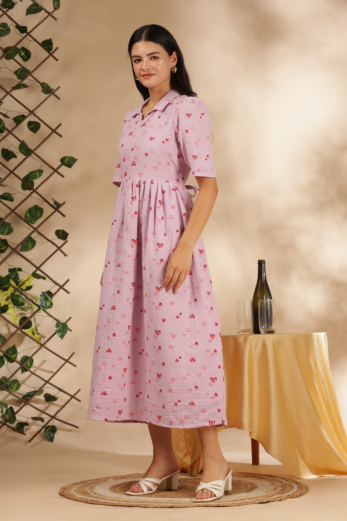 CLOUD SOFT ZIP & GO DRESS| MUSLIN | CENTER ZIP| ADJUSTABLE KNOT |FEEDING FRIENDLY| HEARTELLE