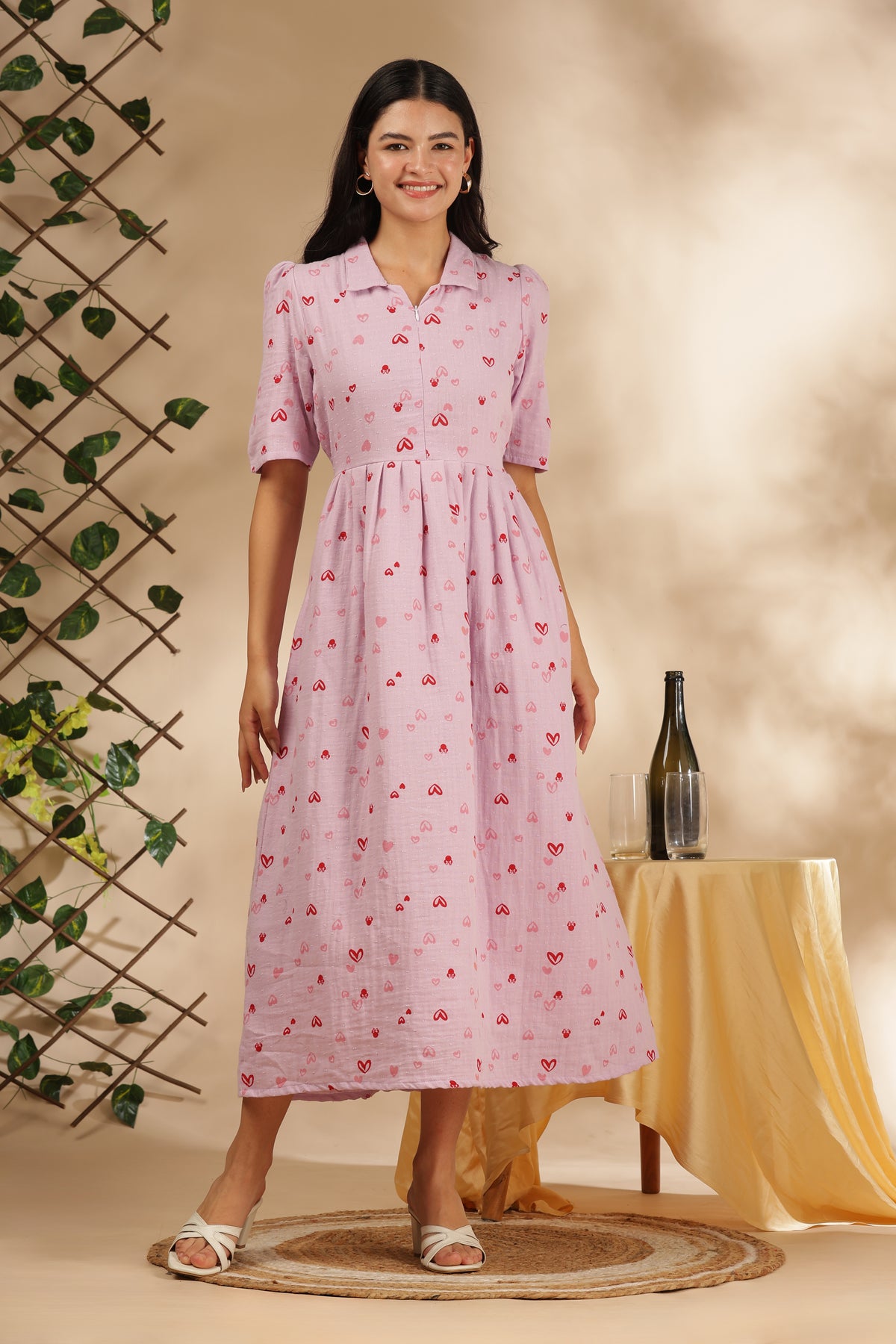 CLOUD SOFT ZIP & GO DRESS| MUSLIN | CENTER ZIP| ADJUSTABLE KNOT |FEEDING FRIENDLY| HEARTELLE