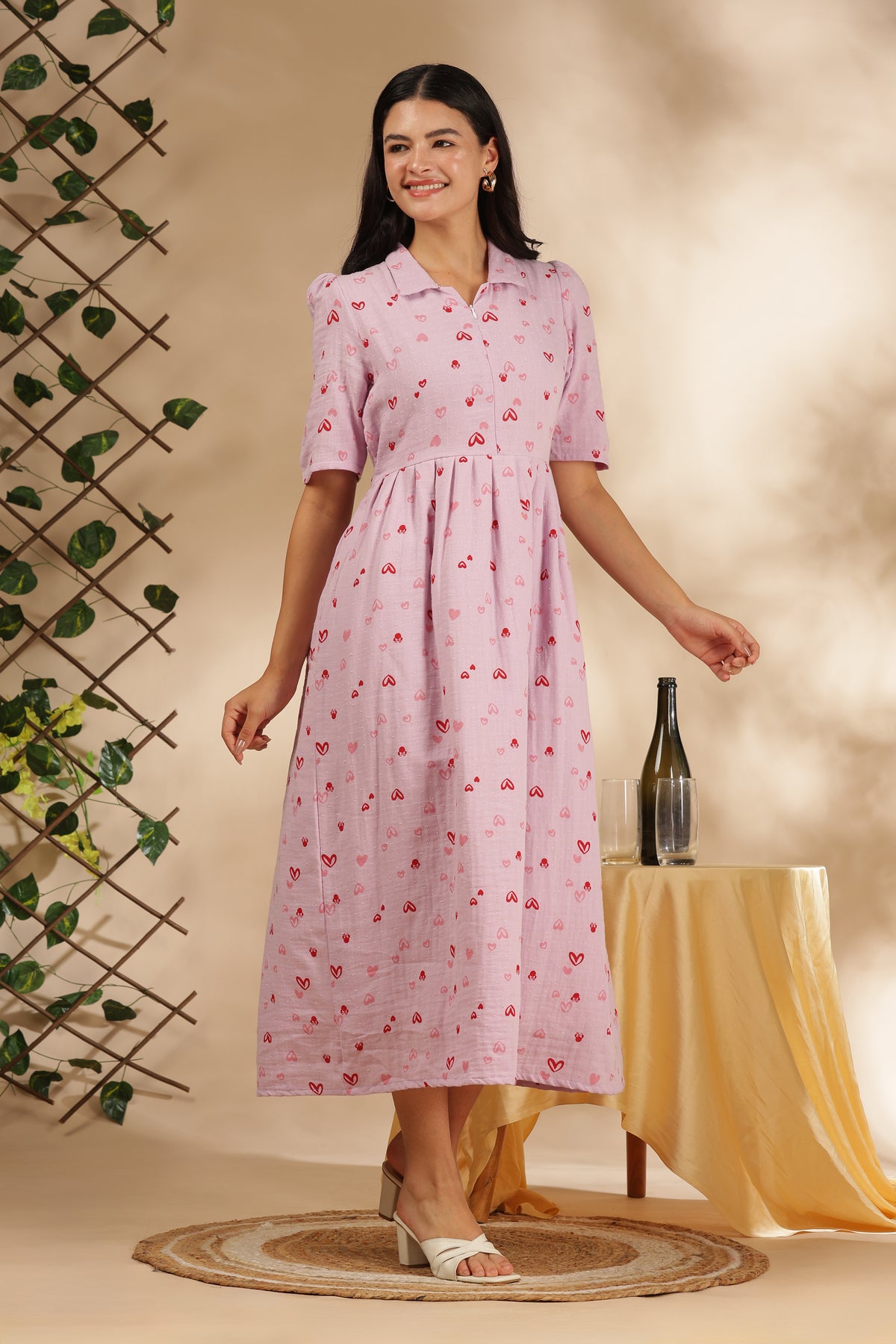 CLOUD SOFT ZIP & GO DRESS| MUSLIN | CENTER ZIP| ADJUSTABLE KNOT |FEEDING FRIENDLY| HEARTELLE