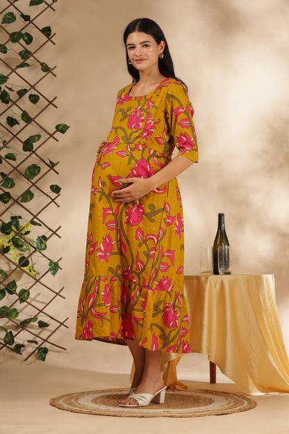 MATERNITY & BEYOND OUTDOORS | 100% COTTON | INVISIBLE SIDE ZIPS | ADJUSTABLE KNOT | GULABI