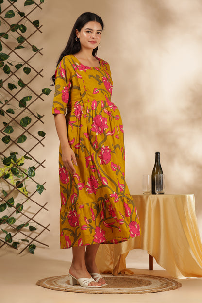 MATERNITY & BEYOND OUTDOORS | 100% COTTON | INVISIBLE SIDE ZIPS | ADJUSTABLE KNOT | GULABI
