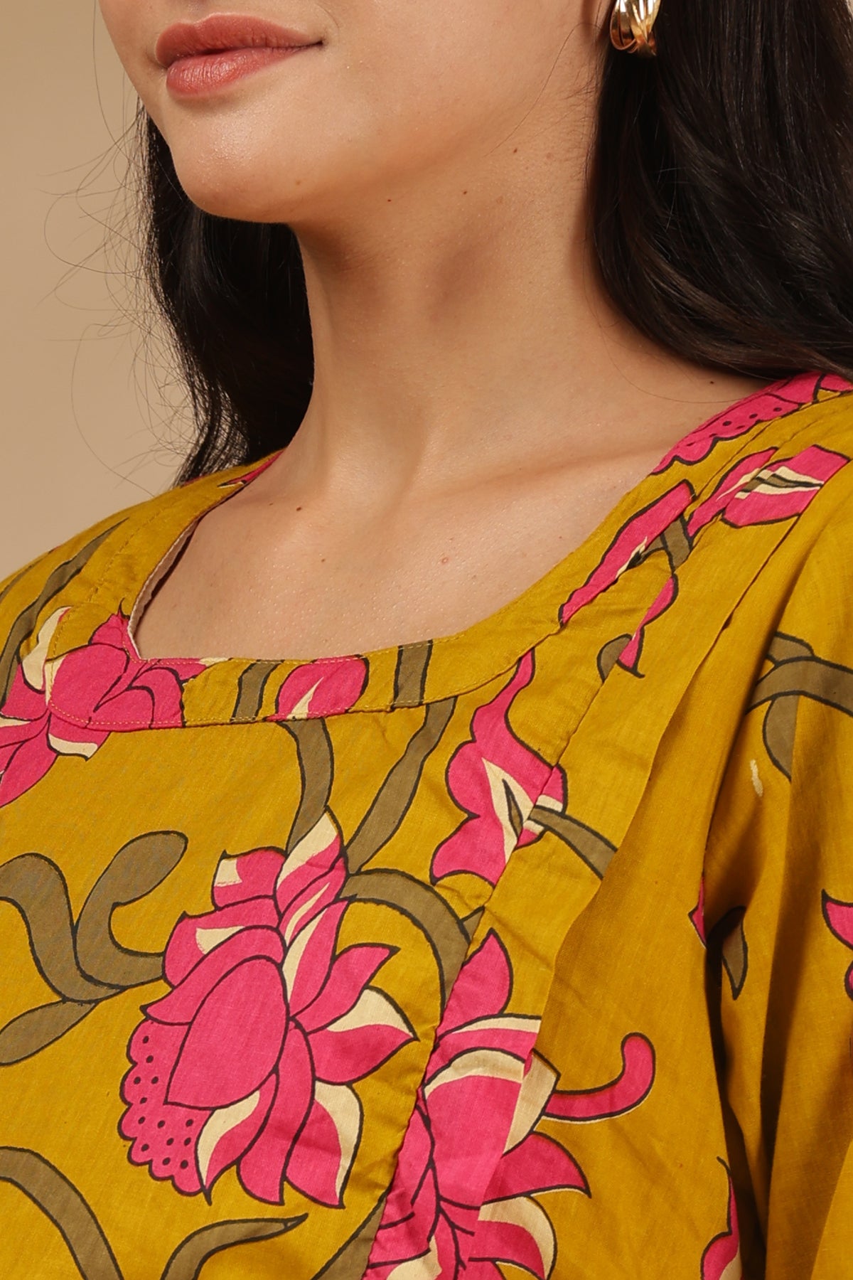 MATERNITY & BEYOND OUTDOORS | 100% COTTON | INVISIBLE SIDE ZIPS | ADJUSTABLE KNOT | GULABI
