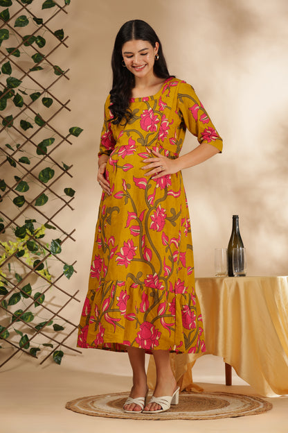 MATERNITY & BEYOND OUTDOORS | 100% COTTON | INVISIBLE SIDE ZIPS | ADJUSTABLE KNOT | GULABI