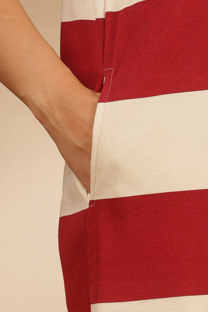 Luxe Long Plus size T-Shirt -Knitted Cotton - Casual Comfort - Scarlet