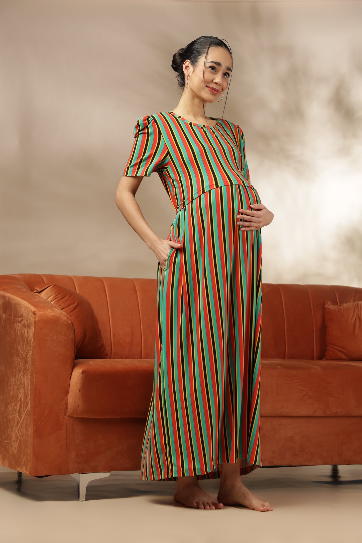 ZIPLESS MATERNITY WEAR | PUFFSLEEVE | SPUN | JOY STRIPES