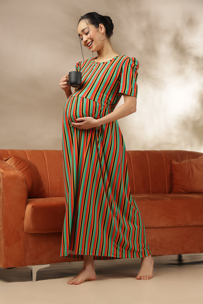 ZIPLESS MATERNITY WEAR | PUFFSLEEVE | SPUN | JOY STRIPES