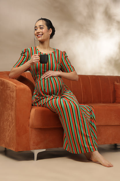 ZIPLESS MATERNITY WEAR | PUFFSLEEVE | SPUN | JOY STRIPES