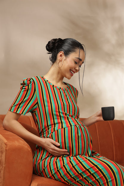 ZIPLESS MATERNITY WEAR | PUFFSLEEVE | SPUN | JOY STRIPES
