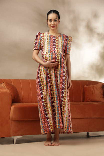 ZIPLESS MATERNITY WEAR | PUFFSLEEVE | SPUN | DESI MOSAIC