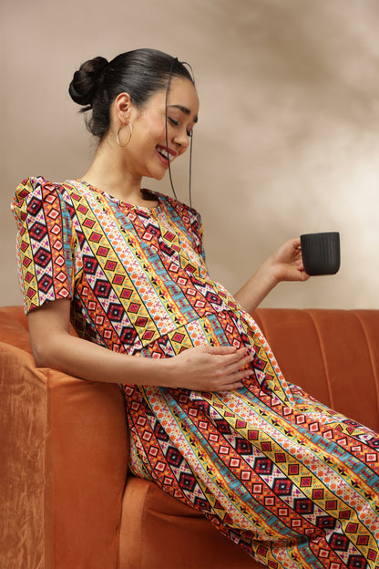ZIPLESS MATERNITY WEAR | PUFFSLEEVE | SPUN | DESI MOSAIC