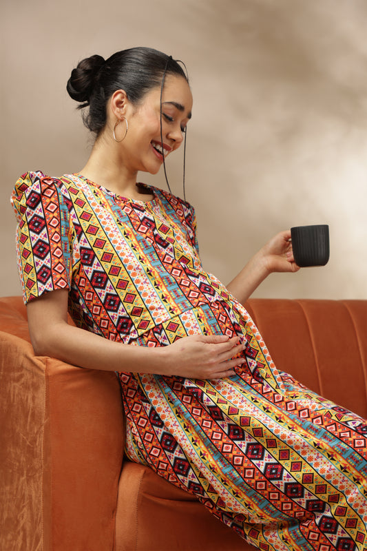 ZIPLESS MATERNITY WEAR | PUFFSLEEVE | SPUN | DESI MOSAIC