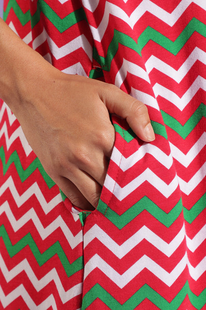 Luxe Long T-Shirt - Knitted Cotton - Casual Comfort - Candy Chevron