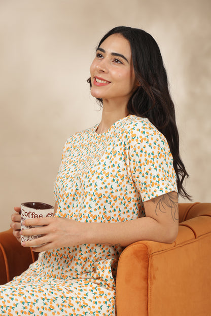 Luxe Long T-Shirt -Ribbed Cotton - Casual Comfort - Tangy