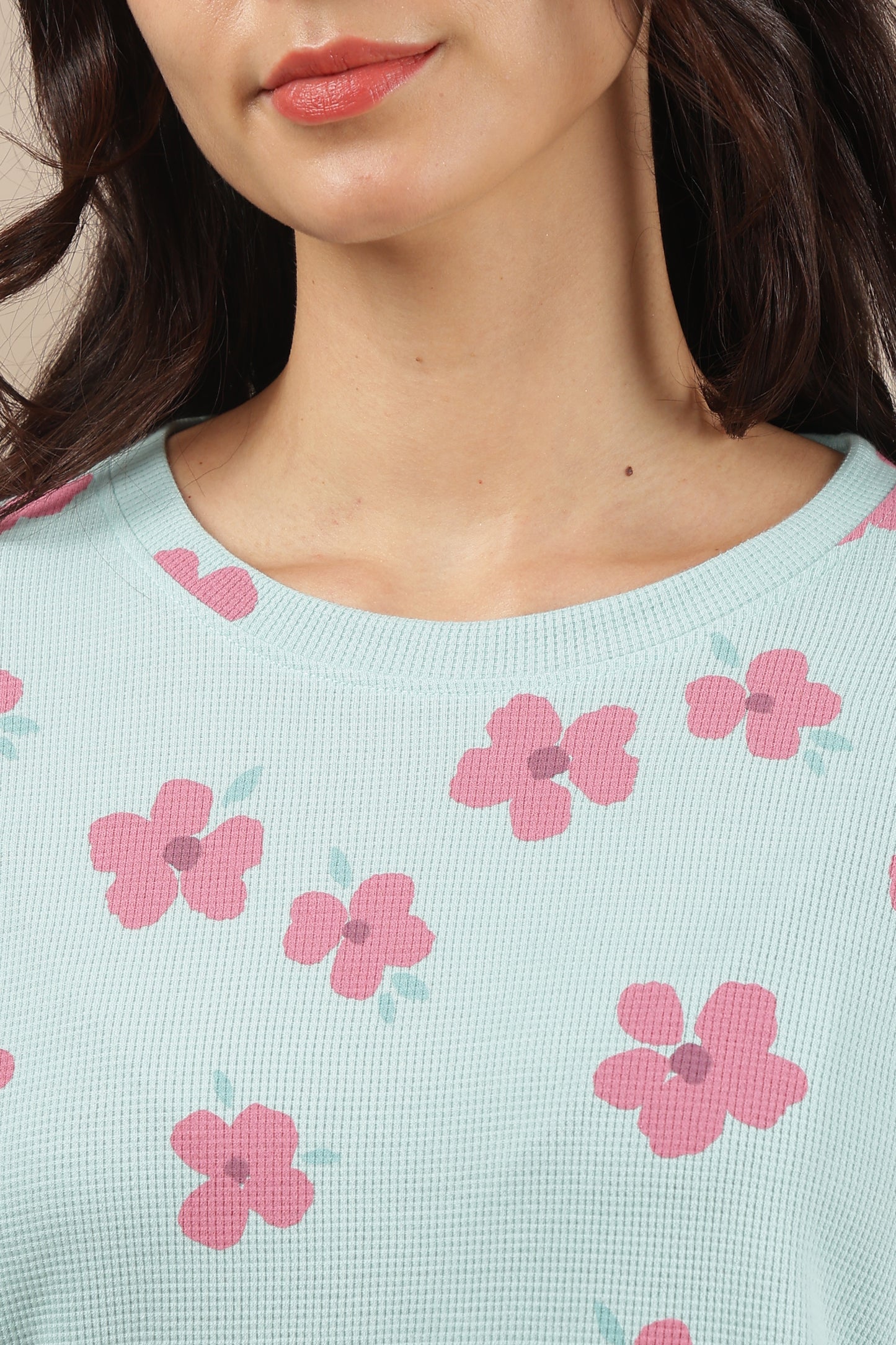 Luxe Long T-Shirt -Waffle Cotton - Casual Comfort - Zinnia