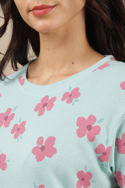 Luxe Long T-Shirt -Waffle Cotton - Casual Comfort - Zinnia