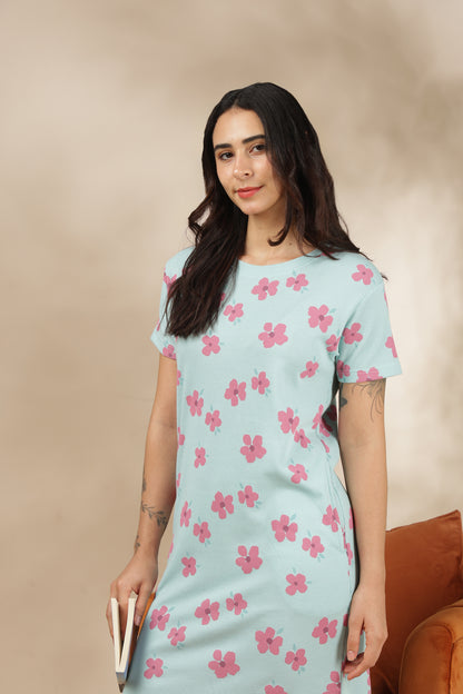 Luxe Long T-Shirt -Waffle Cotton - Casual Comfort - Zinnia