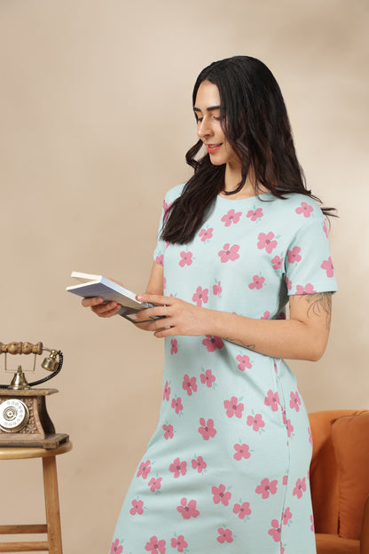 Luxe Long T-Shirt -Waffle Cotton - Casual Comfort - Zinnia