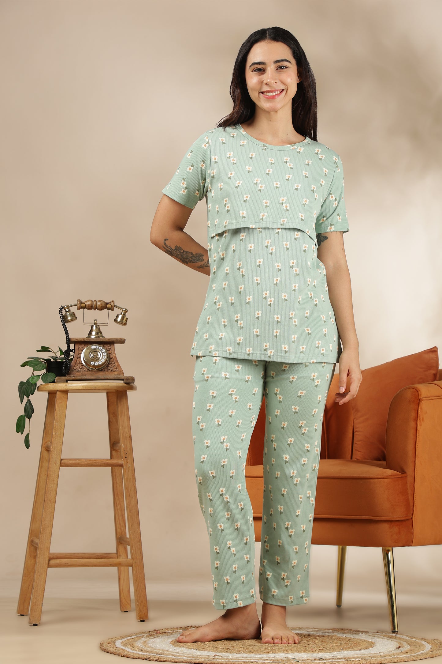 MATERNITY COORDS | ZIPLESS T-SHIRT WITH PANTS |RIBBED COTTON  |INTRODUCTORY PRICE | FLORAE