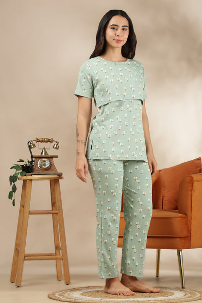 MATERNITY COORDS | ZIPLESS T-SHIRT WITH PANTS |RIBBED COTTON  |INTRODUCTORY PRICE | FLORAE