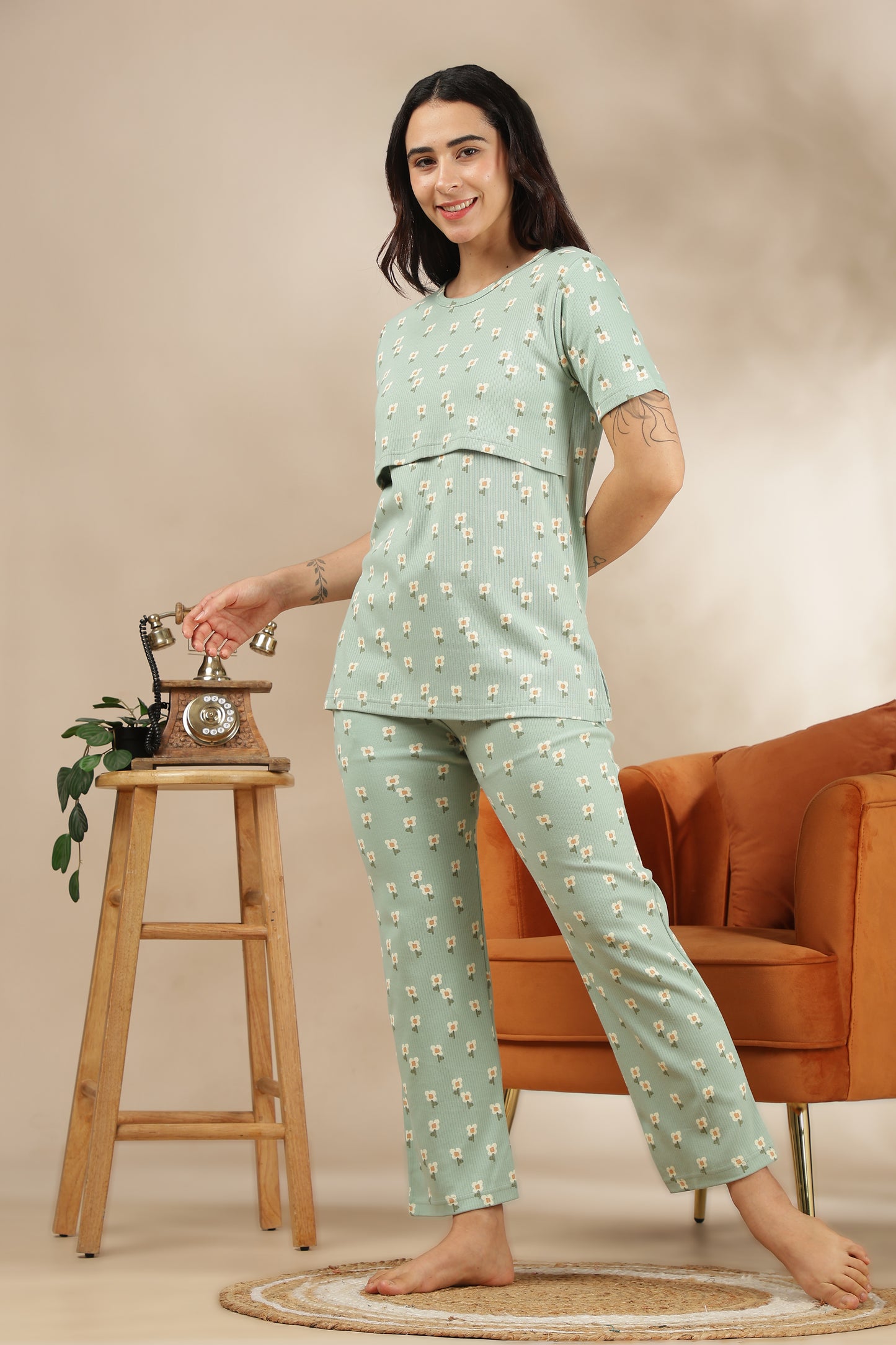 MATERNITY COORDS | ZIPLESS T-SHIRT WITH PANTS |RIBBED COTTON  |INTRODUCTORY PRICE | FLORAE
