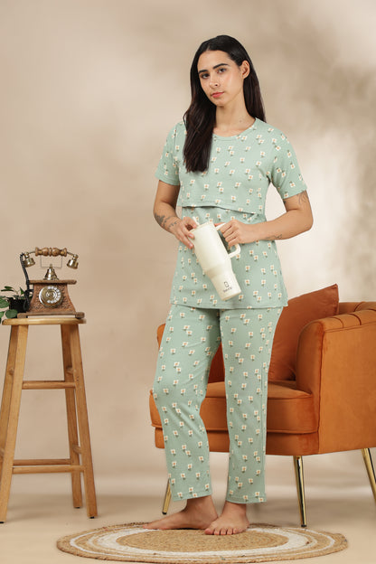 MATERNITY COORDS | ZIPLESS T-SHIRT WITH PANTS |RIBBED COTTON  |INTRODUCTORY PRICE | FLORAE