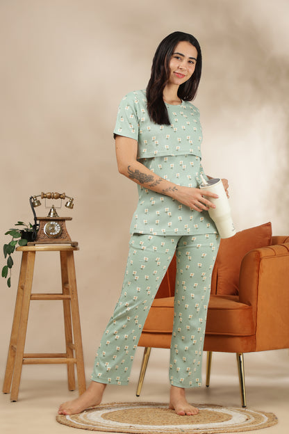 MATERNITY COORDS | ZIPLESS T-SHIRT WITH PANTS |RIBBED COTTON  |INTRODUCTORY PRICE | FLORAE