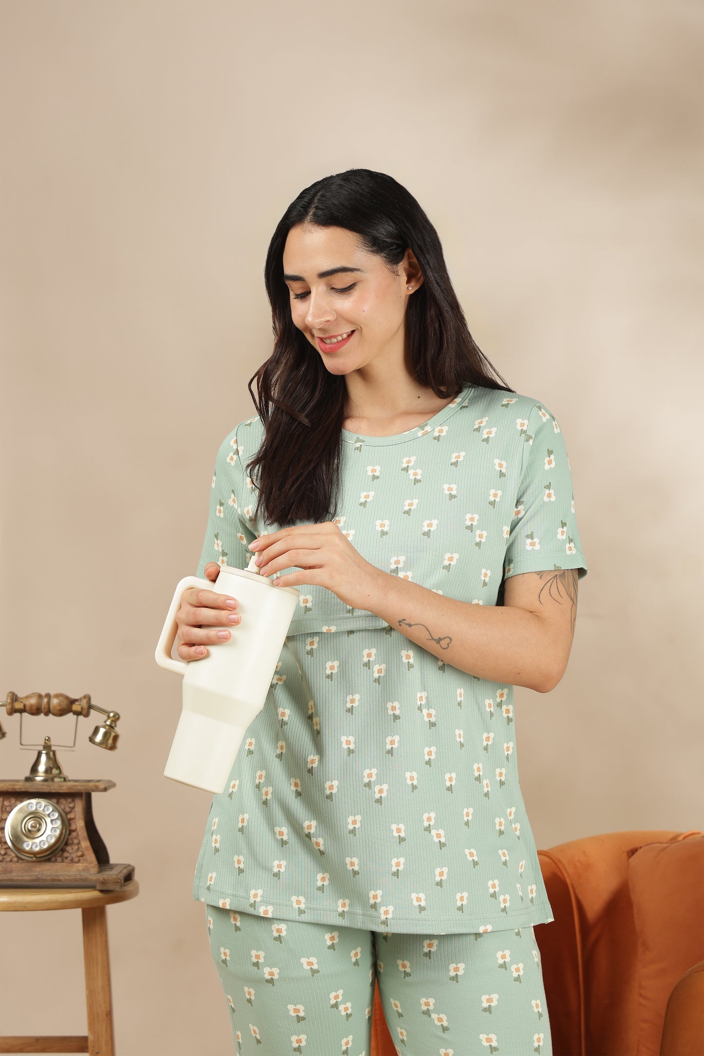 MATERNITY COORDS | ZIPLESS T-SHIRT WITH PANTS |RIBBED COTTON  |INTRODUCTORY PRICE | FLORAE